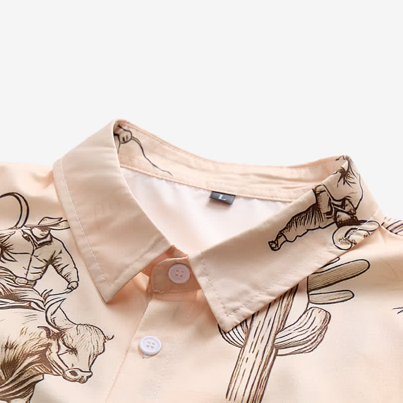 Men's Modern Retro Howdy Rodeo Bull Rider Print Shirt - image 4