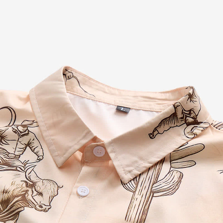 Men's Modern Retro Howdy Rodeo Bull Rider Print Shirt - image 4