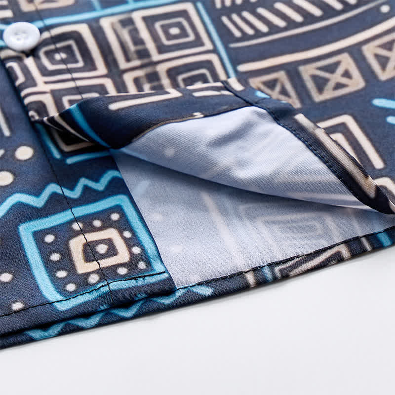 Men's Geometric African Tribal Aztec Pattern Western Shirt - image 6