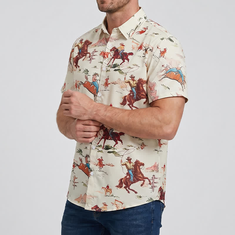 Men's Retro Cowboy Lasso & Horse Print Western Shirt - image 3