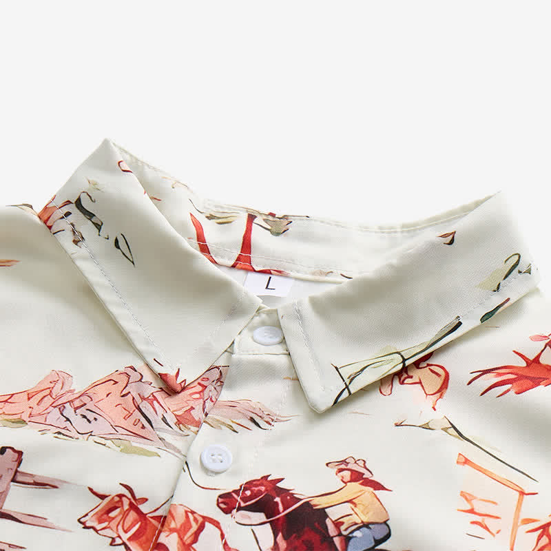 Men's Retro Cowboy Lasso & Horse Print Western Shirt - image 4