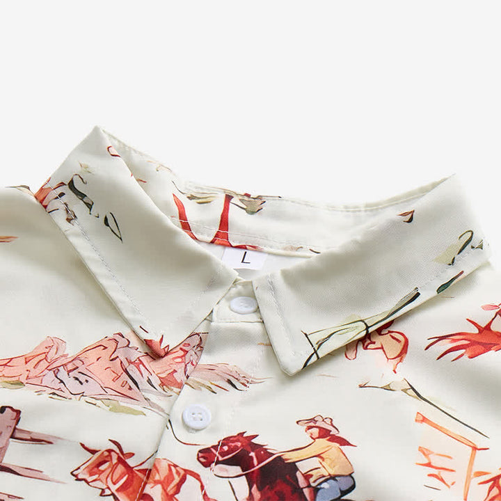 Men's Retro Cowboy Lasso & Horse Print Western Shirt - image 4
