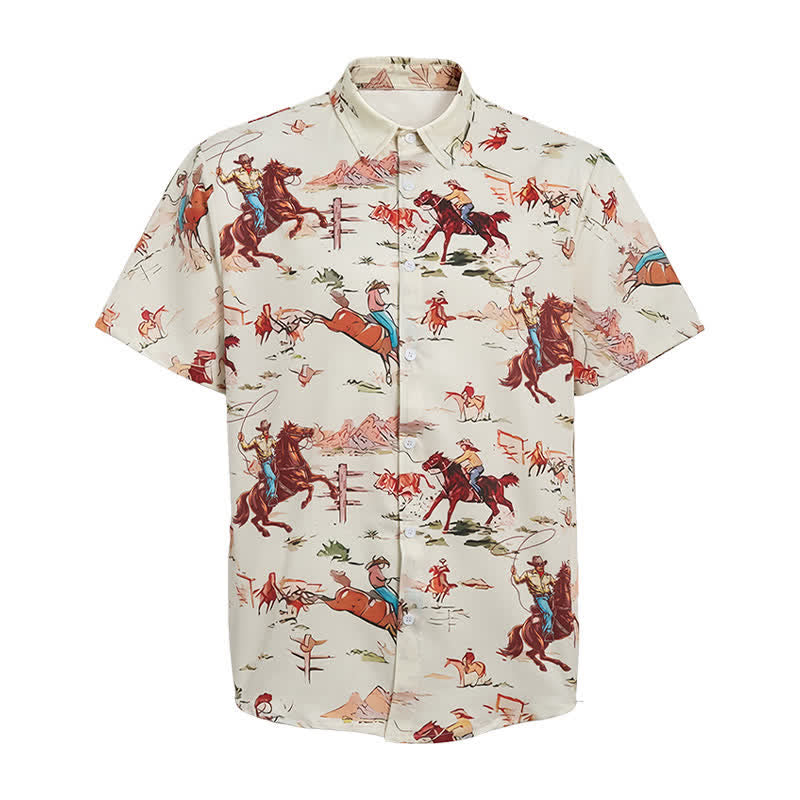 Men's Retro Cowboy Lasso & Horse Print Western Shirt - image 9
