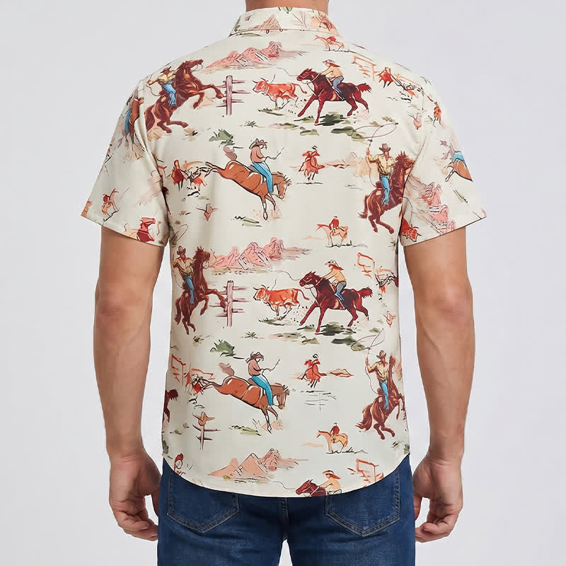Men's Retro Cowboy Lasso & Horse Print Western Shirt - image 2
