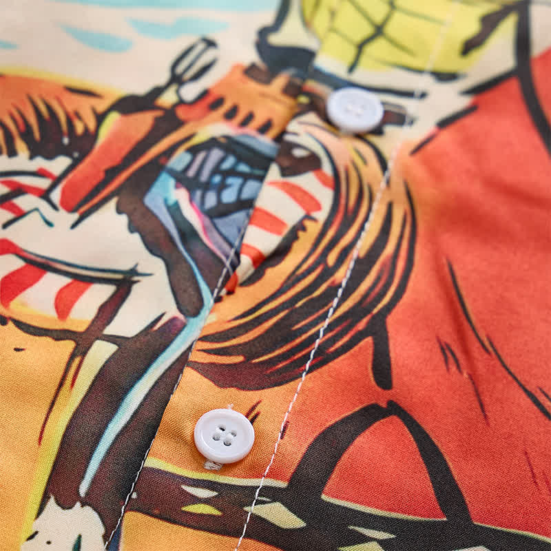 Men's Retro Comic Cowboy & Horse Print Western Shirt - image 5