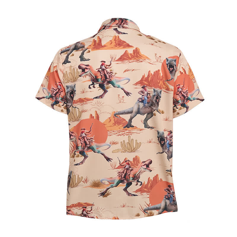 Men's Novelty Wild West Dinosaur Rider Print Shirt - image 10