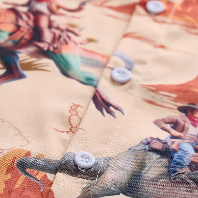 Men's Novelty Wild West Dinosaur Rider Print Shirt - image 5