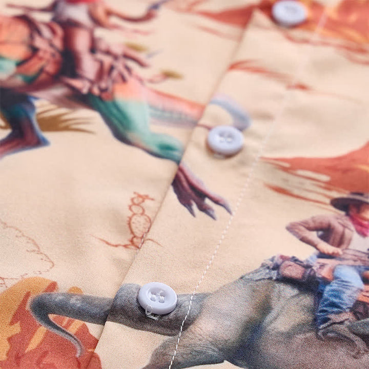 Men's Novelty Wild West Dinosaur Rider Print Shirt - image 5