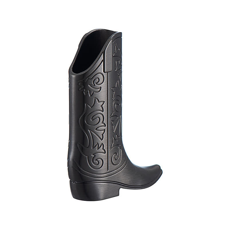 Retro Engraved Cowboy Boot Metal Lighter Case - Black - image 9