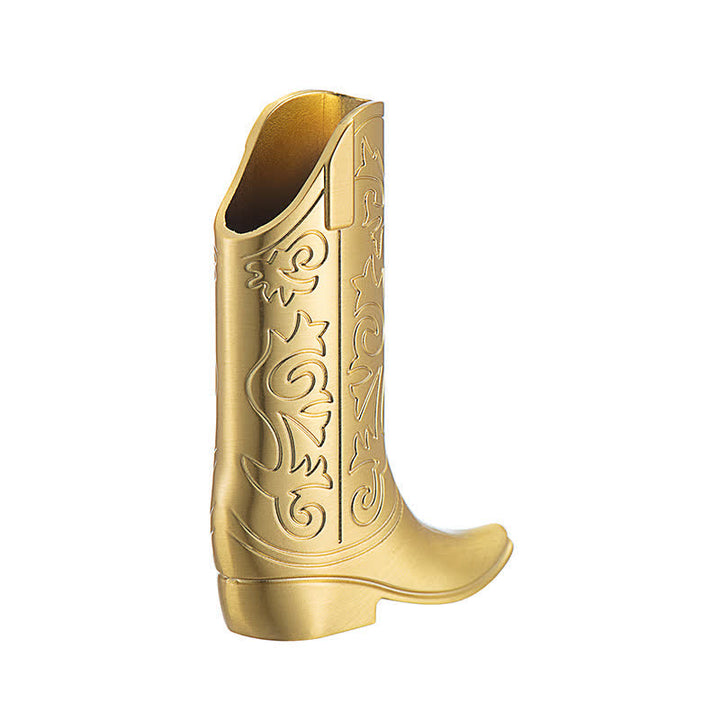 Retro Engraved Cowboy Boot Metal Lighter Case - Gold - image 2