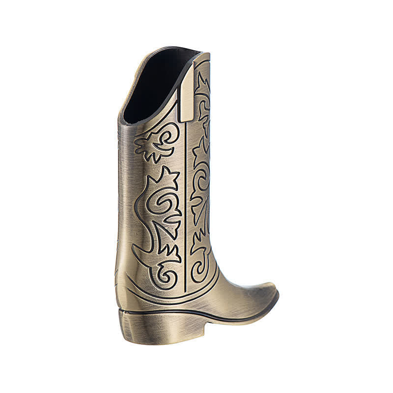 Retro Engraved Cowboy Boot Metal Lighter Case - Bronze - image 7