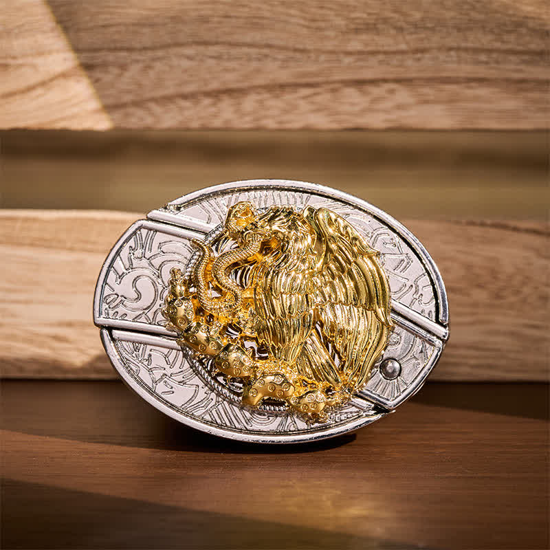 Gold Eagle Serpent DIY Hidden Folding Knife Silver Buckle Leather Belt - Eagle & Serpent - Without Belt - Not Included Belt - image 0