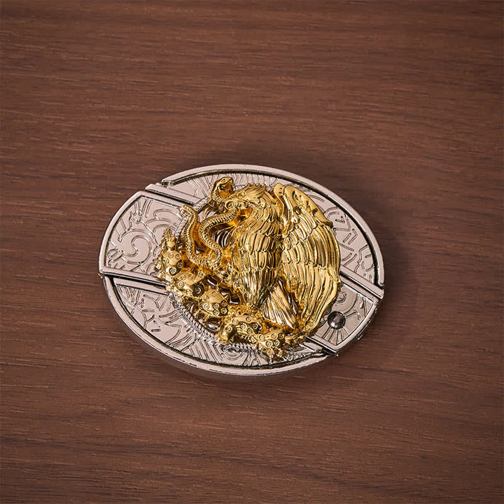 Gold Eagle Serpent DIY Hidden Folding Knife Silver Buckle Leather Belt - image 9