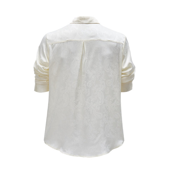 Men's British Retro Paisley Jacquard  Satin Wedding Shirt - image 17