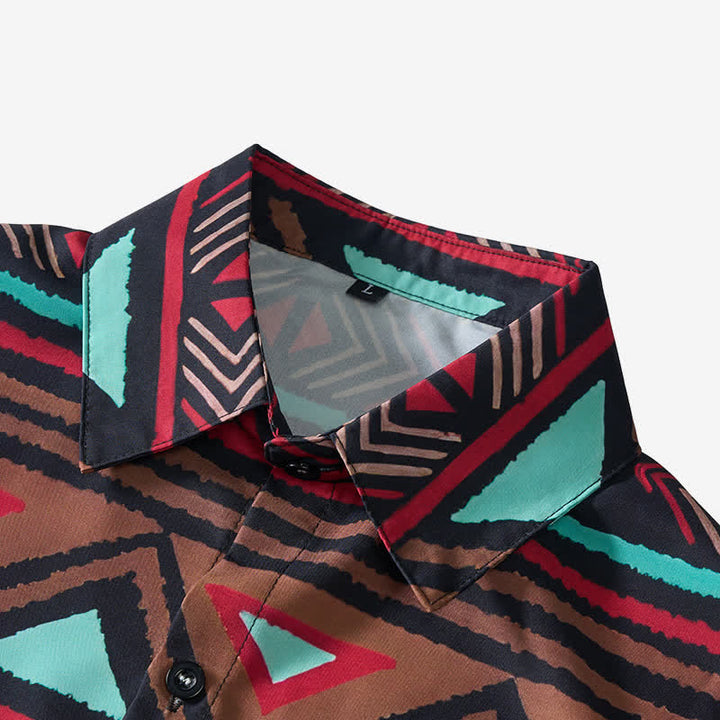 Men's Retro Southwest Aztec Geometric Print Western Shirt - image 4