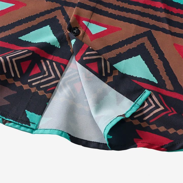 Men's Retro Southwest Aztec Geometric Print Western Shirt - image 7