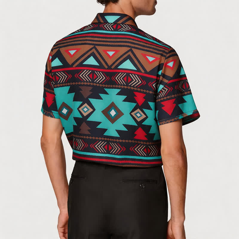 Men's Retro Southwest Aztec Geometric Print Western Shirt - image 2