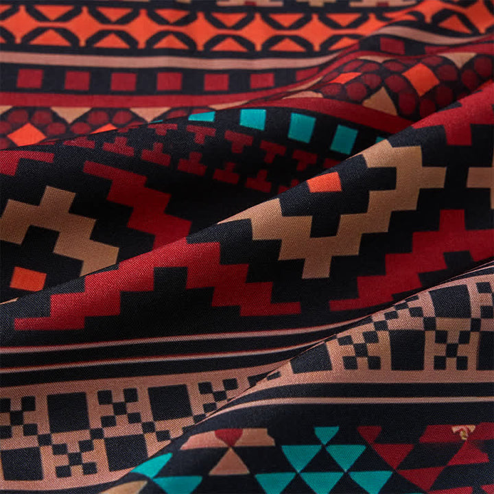 Men's Bold Red Aztec Stripe Print Western Shirt - image 6