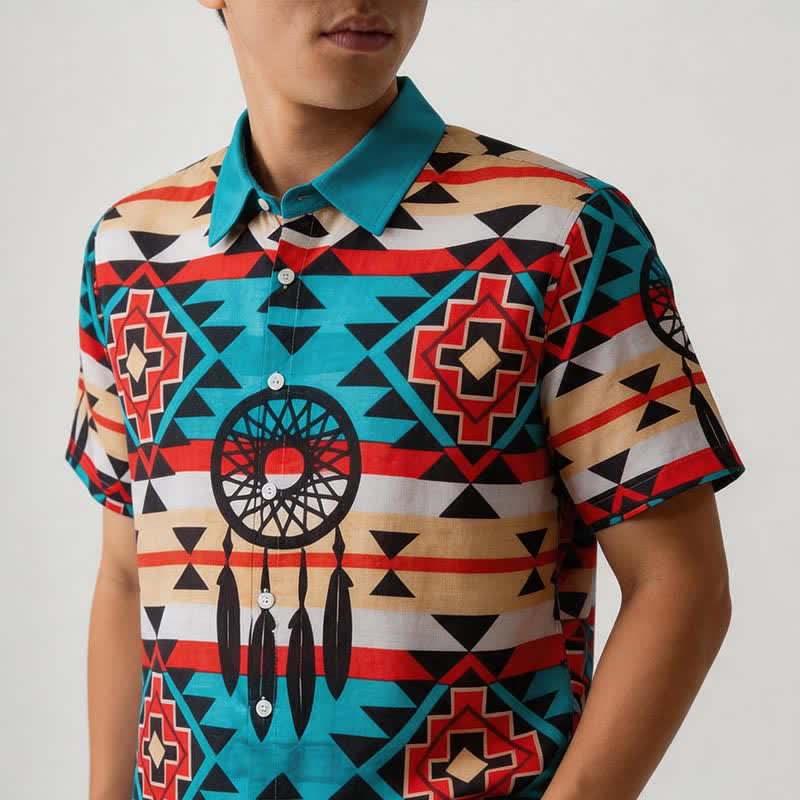 Men's Southwestern Dreamcatcher Aztec Pattern Shirt - image 3