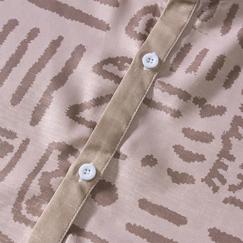 Men's Taupe Beige Tribal Symbol Print Ethnic Shirt - image 5