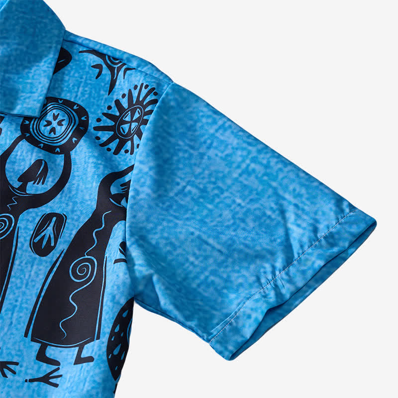 Men's Southwest Cave Art Inspired Print Ethnic Shirt - image 8
