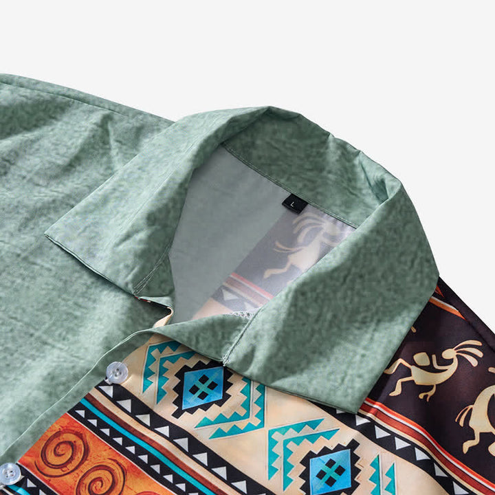 Men's Desert Petroglyph Bison Split Print Ethnic Shirt - image 4