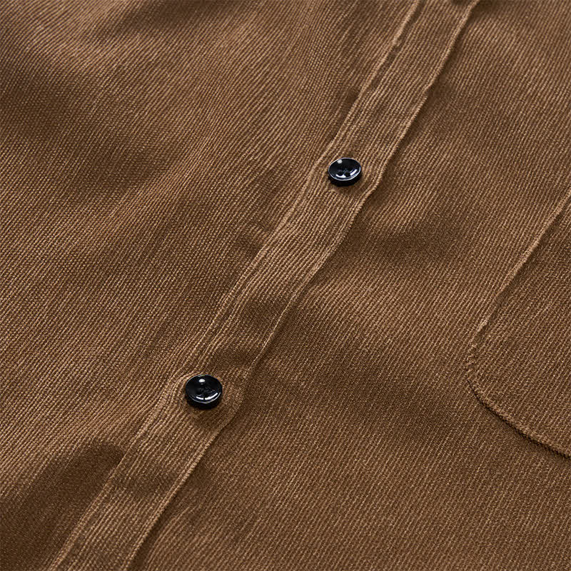 Men's Minimalist Button-Down Stand Collar Corduroy Shirt - image 8