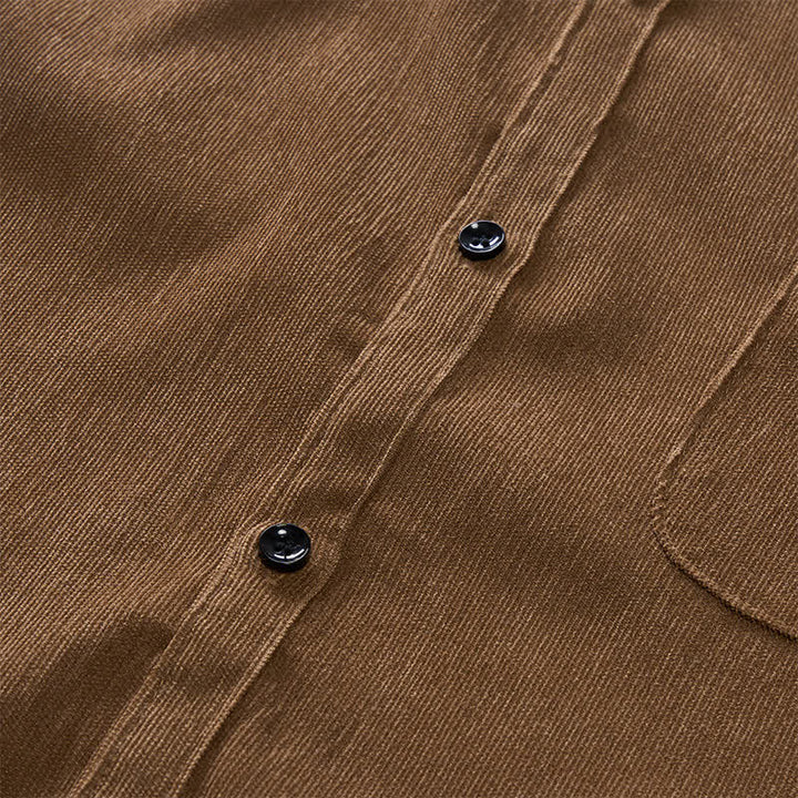 Men's Minimalist Button-Down Stand Collar Corduroy Shirt - image 8