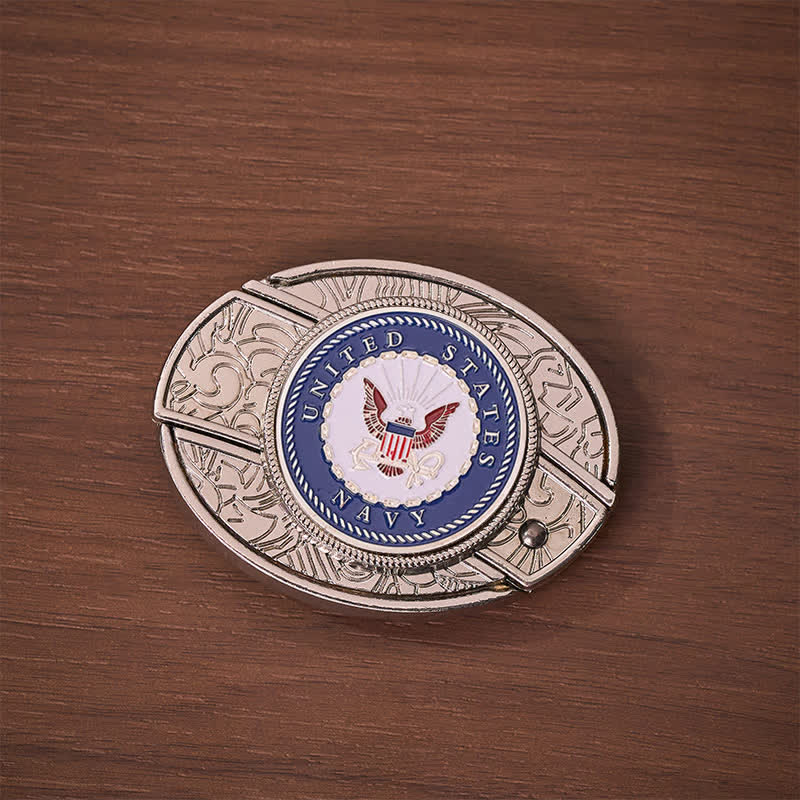 US Navy Eagle & Anchor Insignia DIY Hidden Folding Knife Buckle Leather Belt - image 9