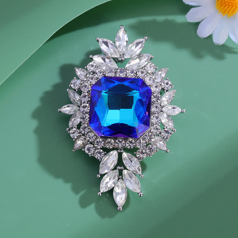 Timeless Sparkling Royal Blue Floral Crystal Brooch - image 3