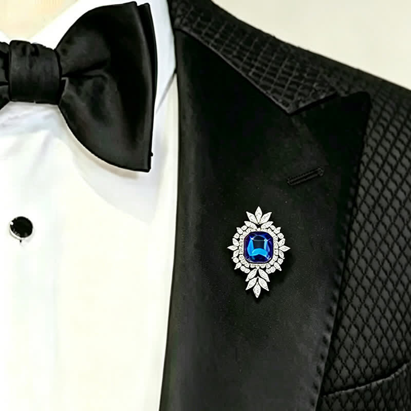 Timeless Sparkling Royal Blue Floral Crystal Brooch - Royal Blue - image 0
