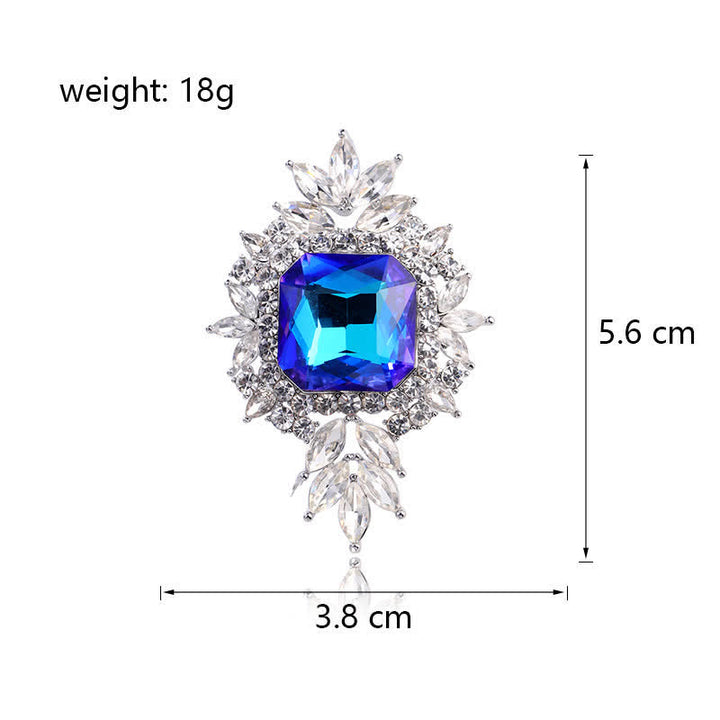 Timeless Sparkling Royal Blue Floral Crystal Brooch - image 4
