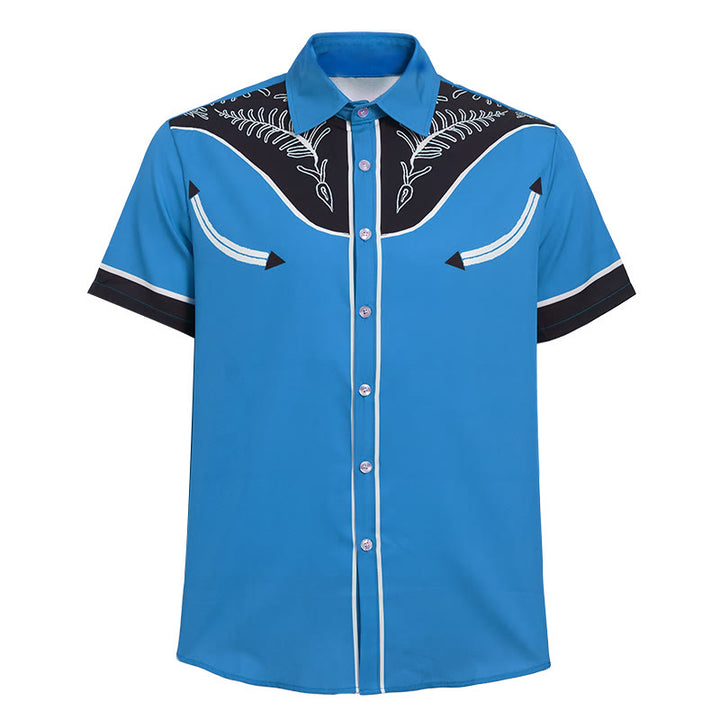 Men's Western Style Printed Short Sleeve Button Shirt - image 16