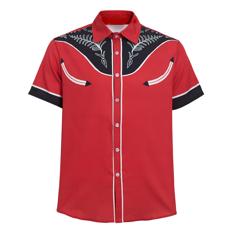 Men's Western Style Printed Short Sleeve Button Shirt - image 12