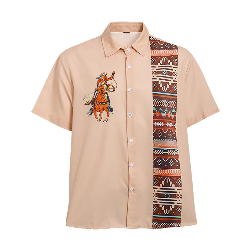 Men's Vintage Lasso Cowboy Print Casual Short Sleeve Shirt - image 9