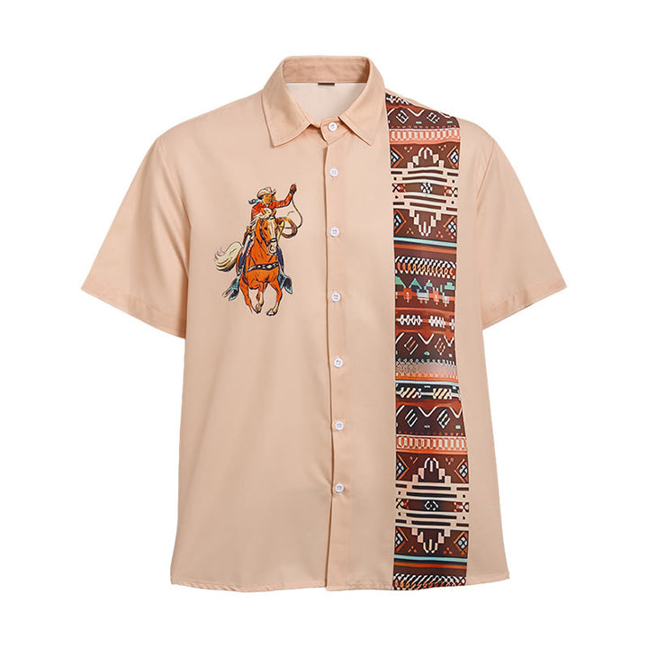 Men's Vintage Lasso Cowboy Print Casual Short Sleeve Shirt - image 9