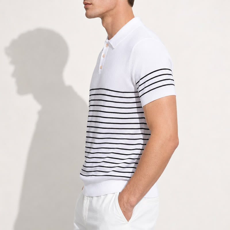 Men's Knit Striped Short Sleeve Regular Fit Polo Shirt - image 2