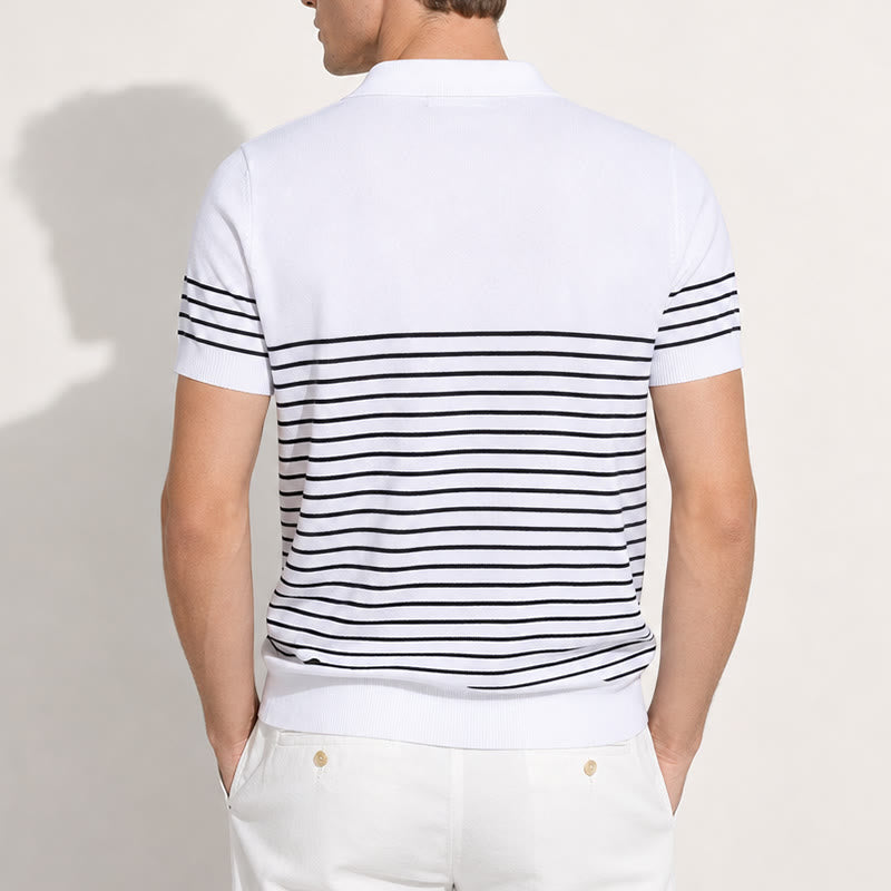 Men's Knit Striped Short Sleeve Regular Fit Polo Shirt - image 3
