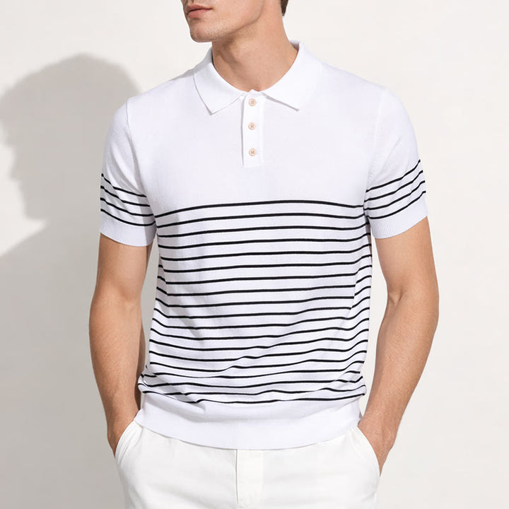 Men's Knit Striped Short Sleeve Regular Fit Polo Shirt - image 1