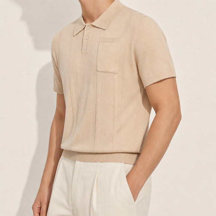 Men's Vertical Striped Knit Casual Daily Mens Polo Shirt - image 2