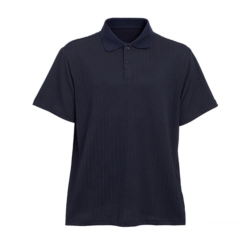 Men's Breathable Textured Knit Relaxed Fit Casual Polo Shirt - image 20