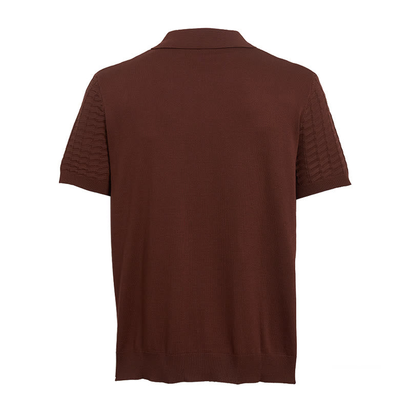 Men's Waffle Knit Half Zip Short Sleeve Polo Shirt - image 11