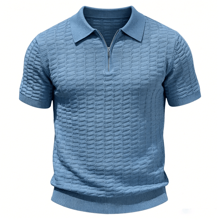 Men's Waffle Knit Half Zip Short Sleeve Polo Shirt - image 12