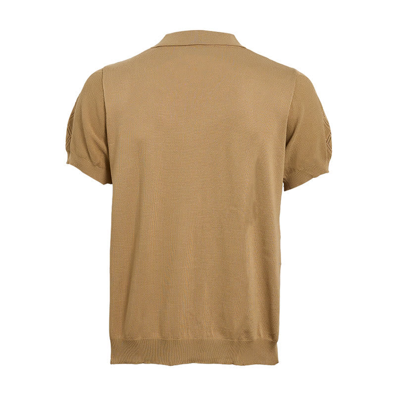Men's Half Zip Short Sleeve Geometric Knit Polo Shirt - image 12