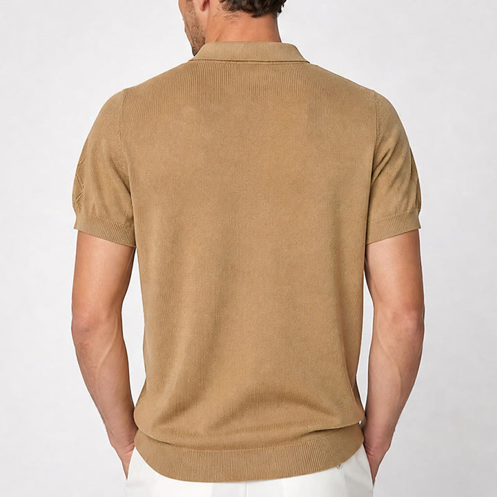 Men's Half Zip Short Sleeve Geometric Knit Polo Shirt - image 3