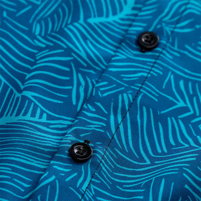 Men's Summer Holiday Teal Abstract Print Short Sleeve Shirt - image 5