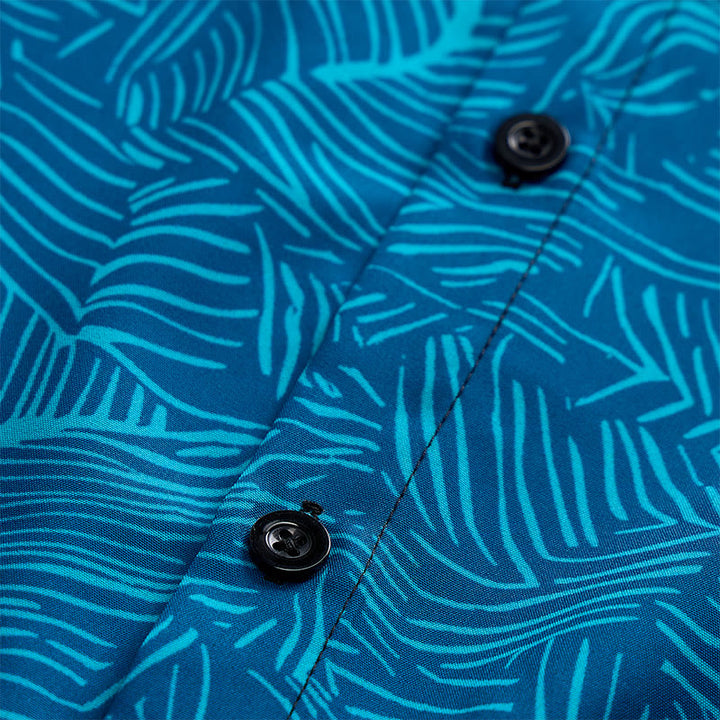 Men's Summer Holiday Teal Abstract Print Short Sleeve Shirt - image 5