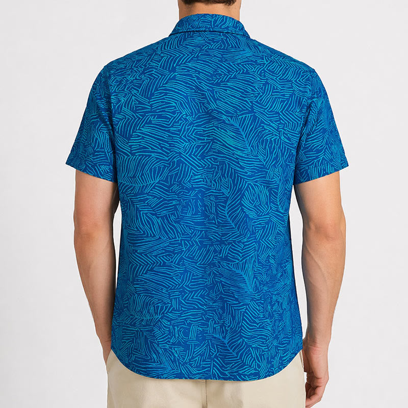 Men's Summer Holiday Teal Abstract Print Short Sleeve Shirt - image 3