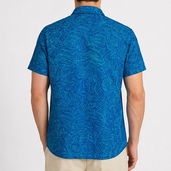 Men's Summer Holiday Teal Abstract Print Short Sleeve Shirt - image 3