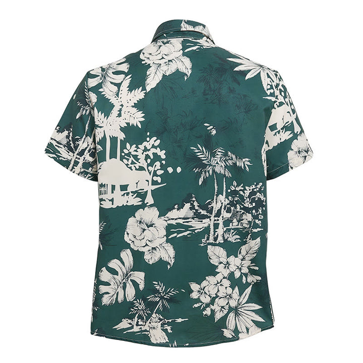 Men's Holiday Hawaiian Floral Print Short Sleeve Button Up Shirt - image 10